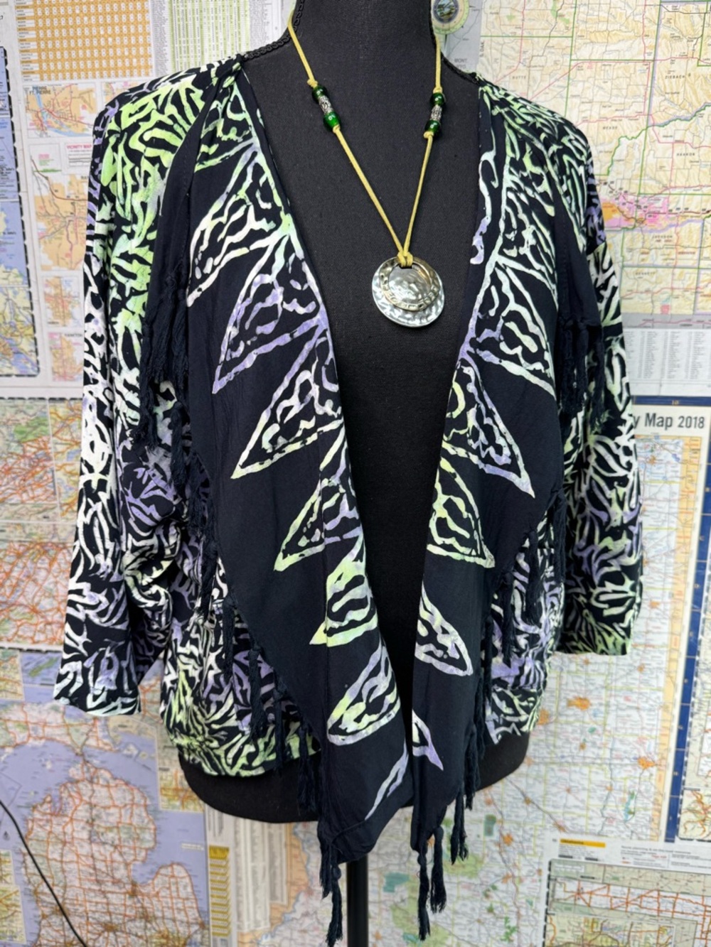 Wild Woman Batik Print Cropped Overlay Top